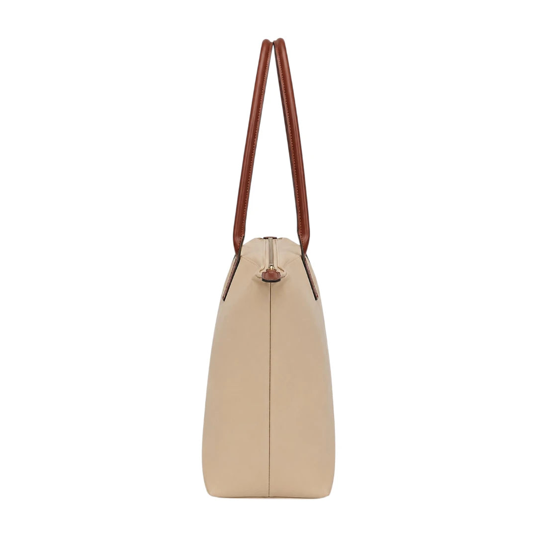 Dalsea Beige Contrast Handle Tote Bag