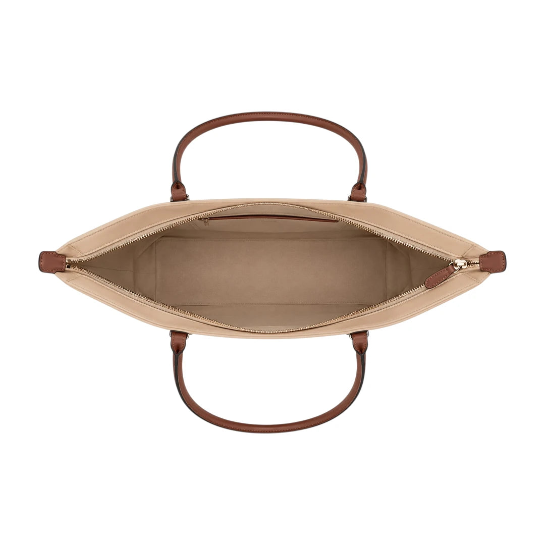 Dalsea Beige Contrast Handle Tote Bag