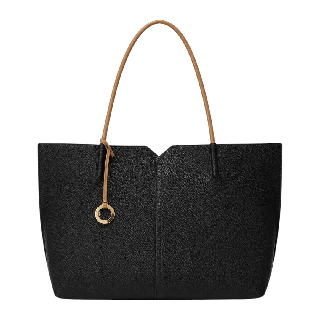 Dalsea Black Leather Contrast Handle Tote Bag