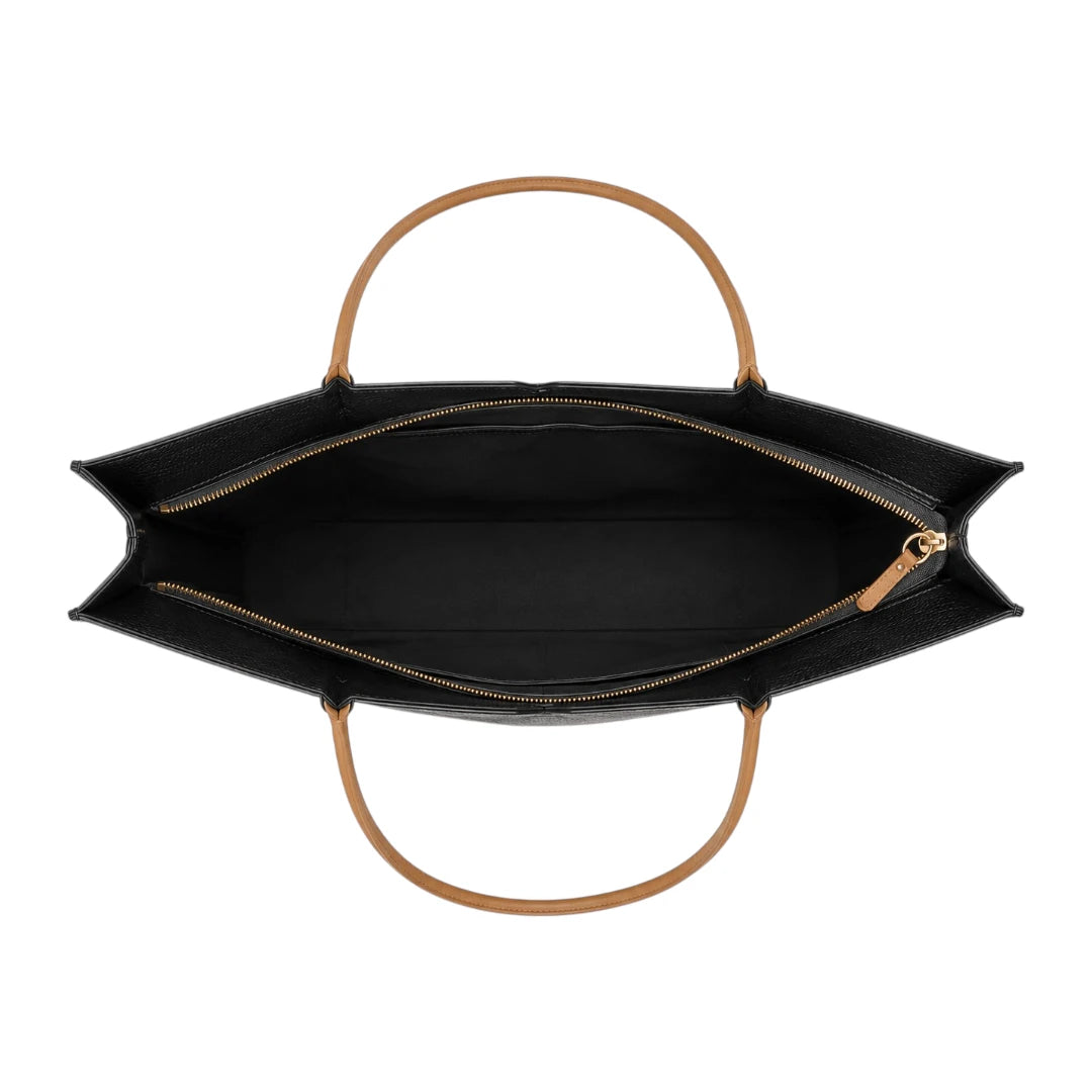 Dalsea Black Leather Contrast Handle Tote Bag