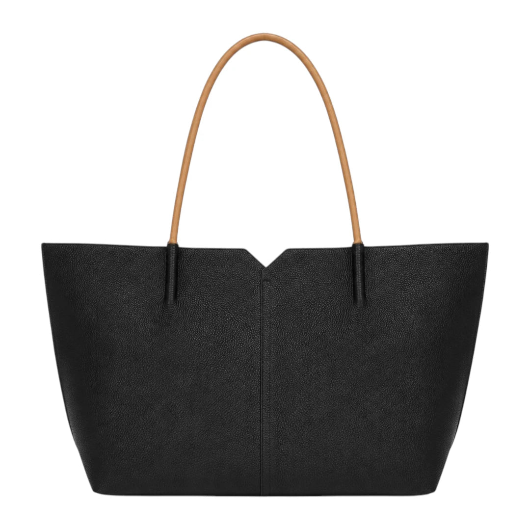 Dalsea Black Leather Contrast Handle Tote Bag