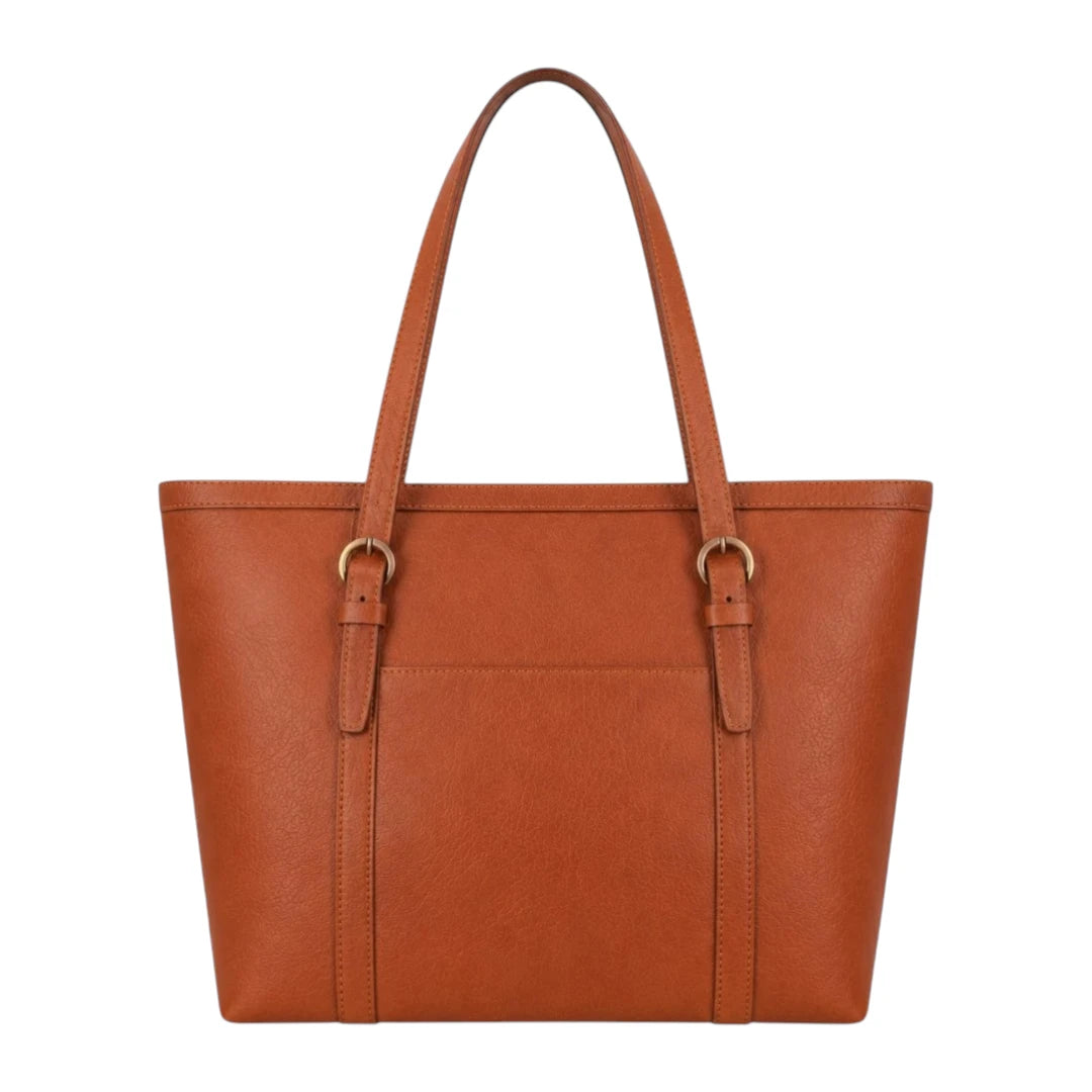 Dalsea Brown Leather Adjustable Strap Tote Bag