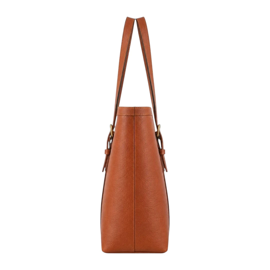 Dalsea Brown Leather Adjustable Strap Tote Bag