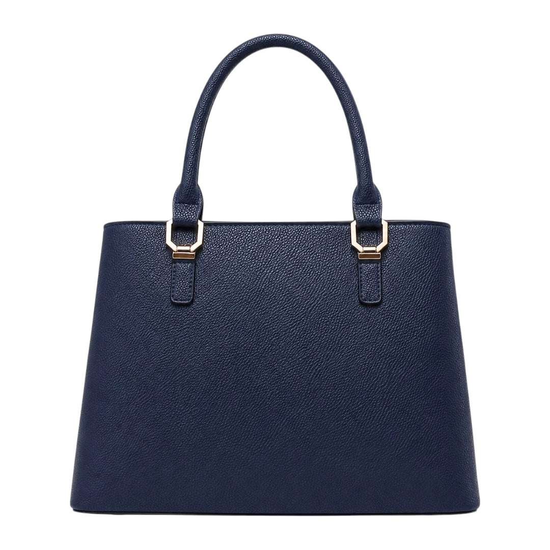 Dalsea Navy Leather Front Accent Satchel Handbag