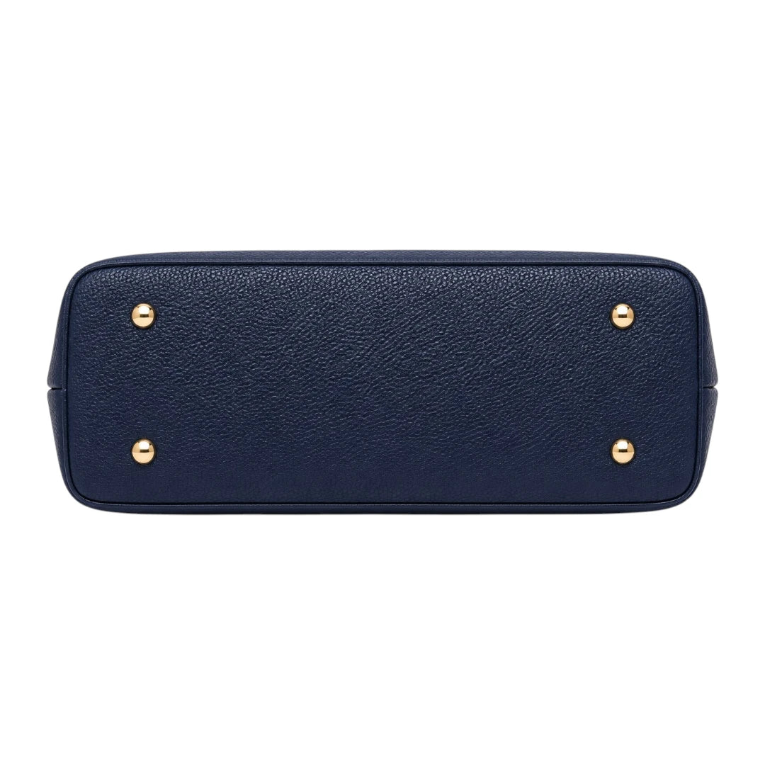 Dalsea Navy Leather Front Accent Satchel Handbag