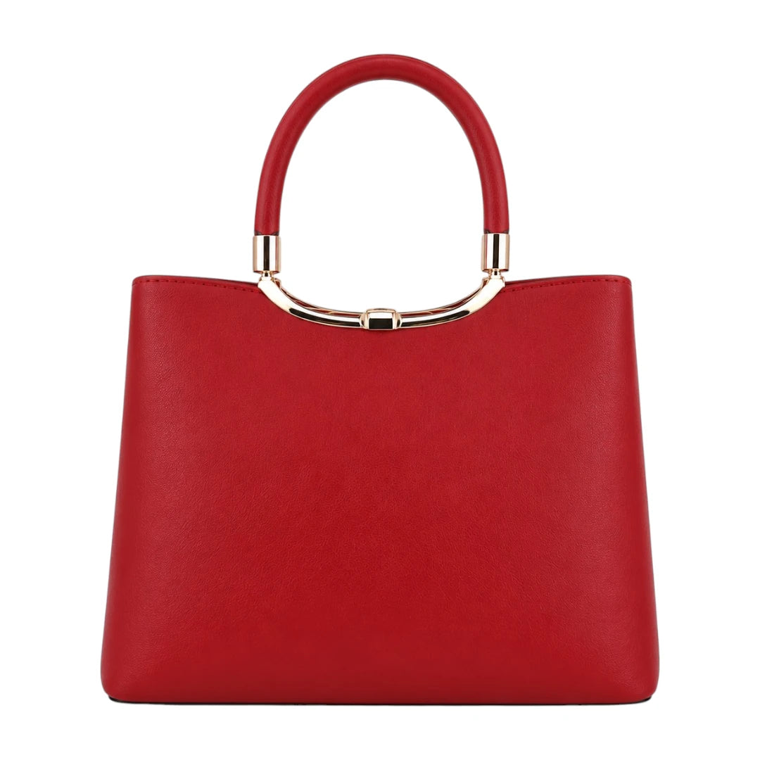 Dalsea Red Pearl Charm Leather Handbag